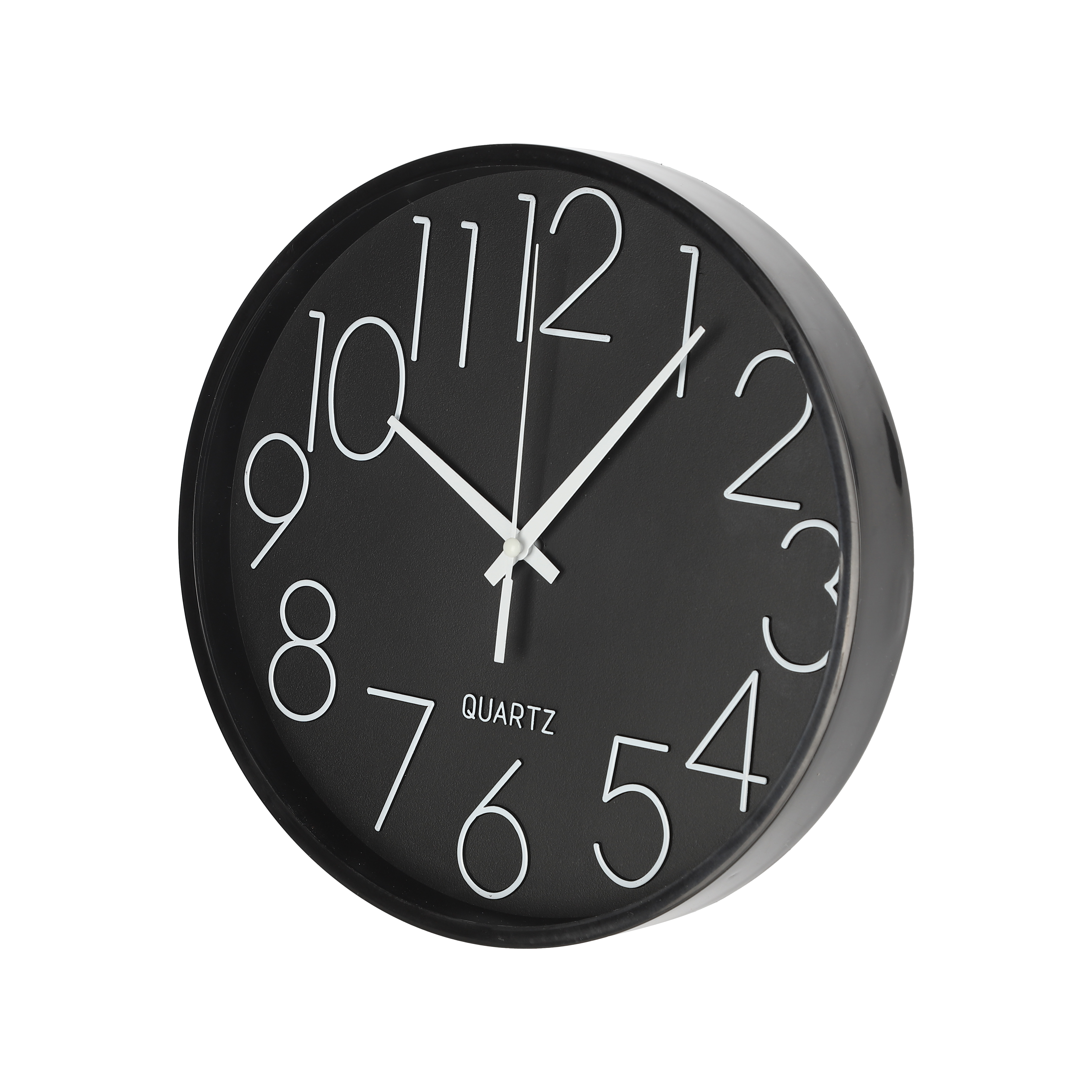 RELOGIO DE PAREDE PRETO COM NUMEROS BRANCOSDIÂMETRO - 24CM
