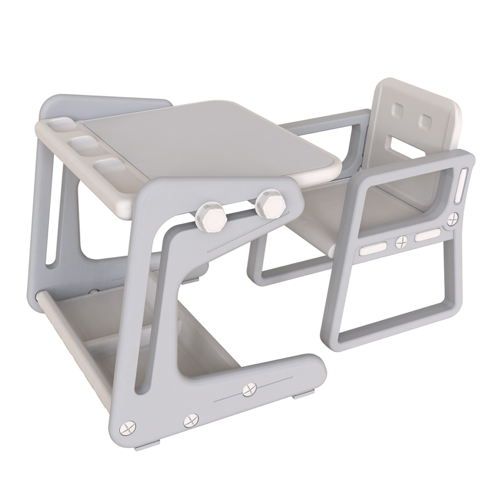 C180GY - MESA + CADEIRA PARA ESTUDO E DESENHO C/ MESA MAGNETICA E LOUSA - 1 A 6 ANOS - CINZA - ELG
