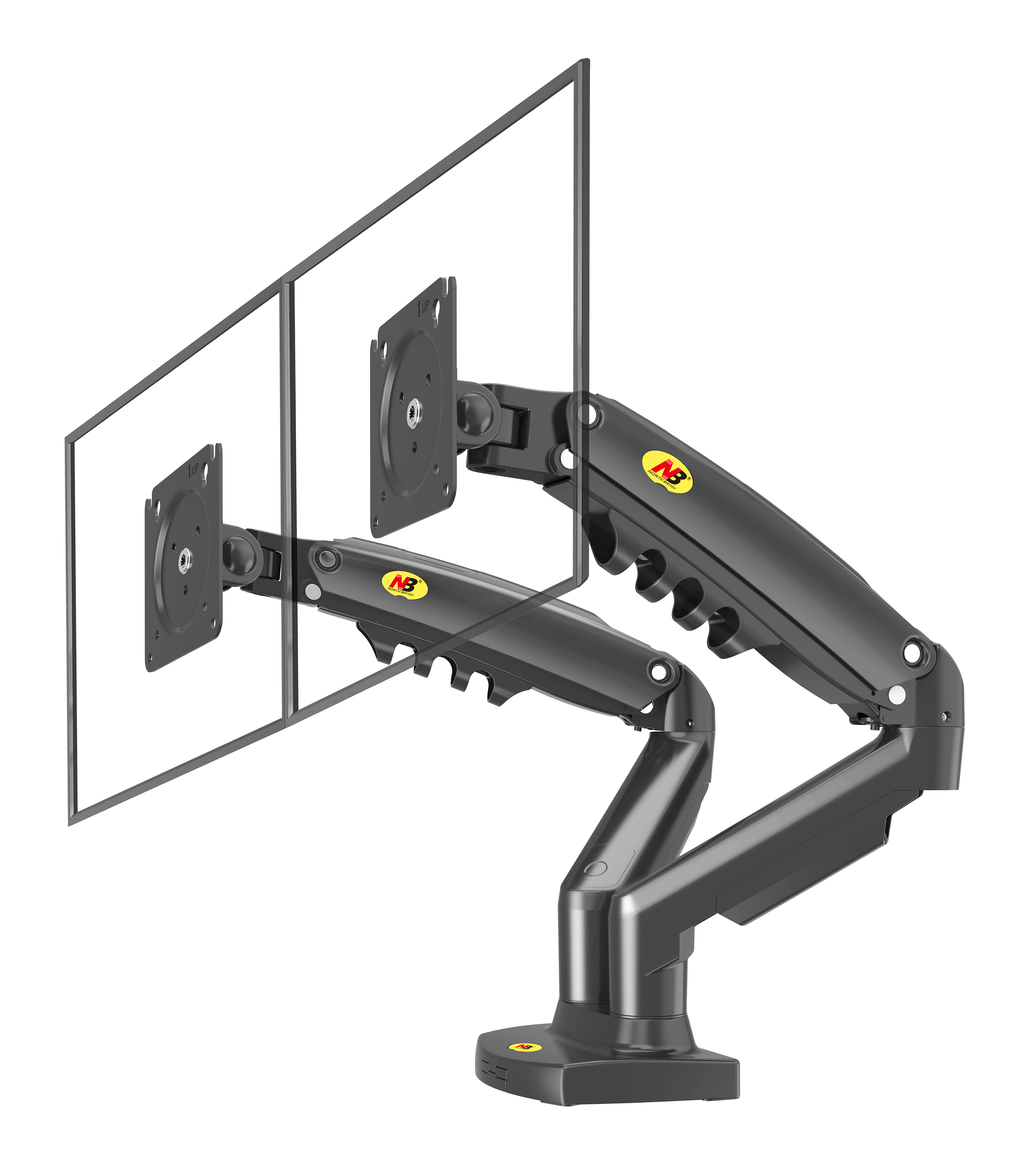 SUPORTE ERGONÔMICO ARTICULADO DE MESA COM PISTAO A GAS PARA 2 MONITORES DE 17" a 27" - F160NB
