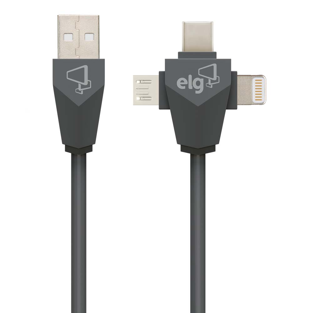CABO 3 EM 1: LIGHTNING + USB TIPO-C + MICRO USB - PW31C