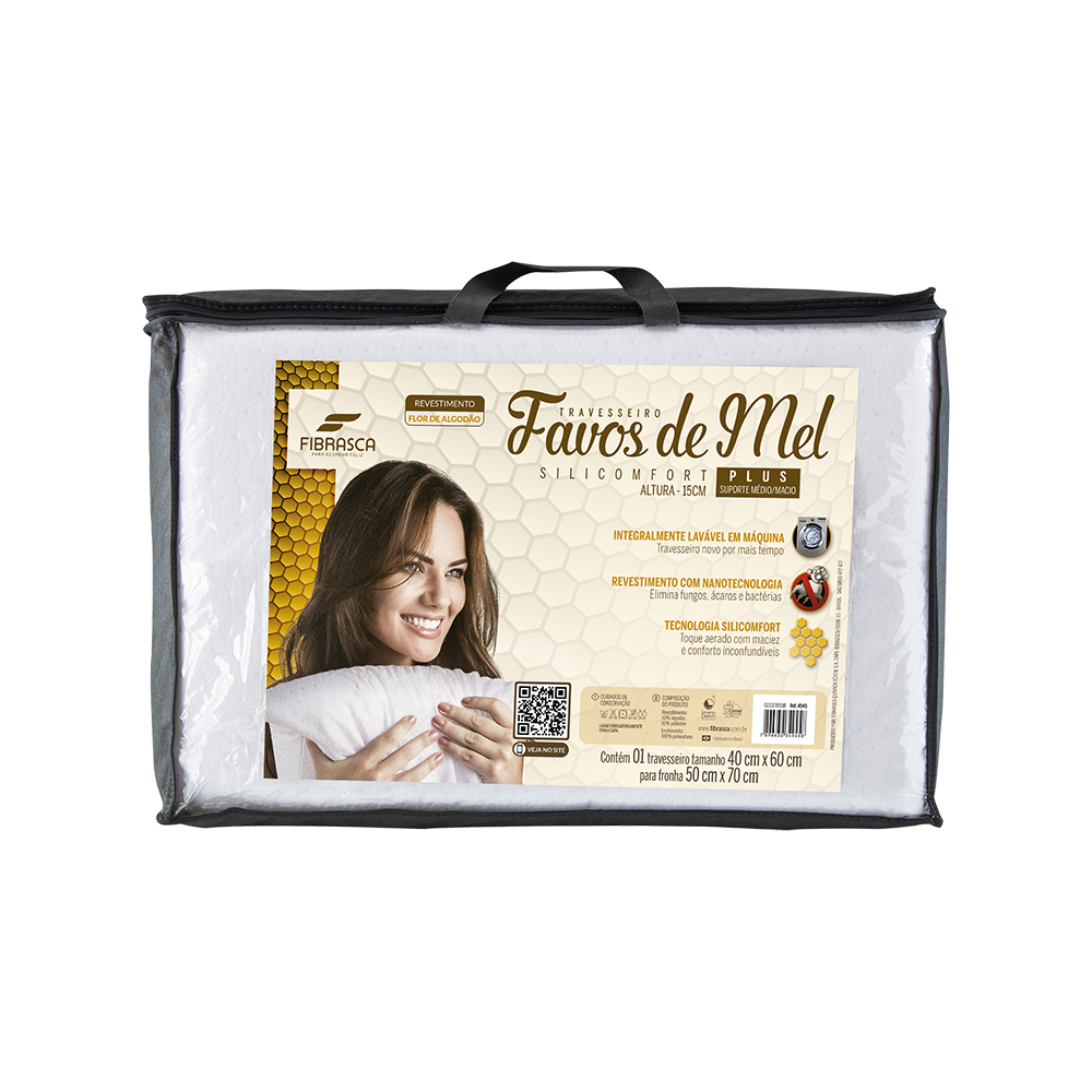 TRAVESSEIRO FAVOS DE MEL PLUS SUPORTE ALTO 40X60X15